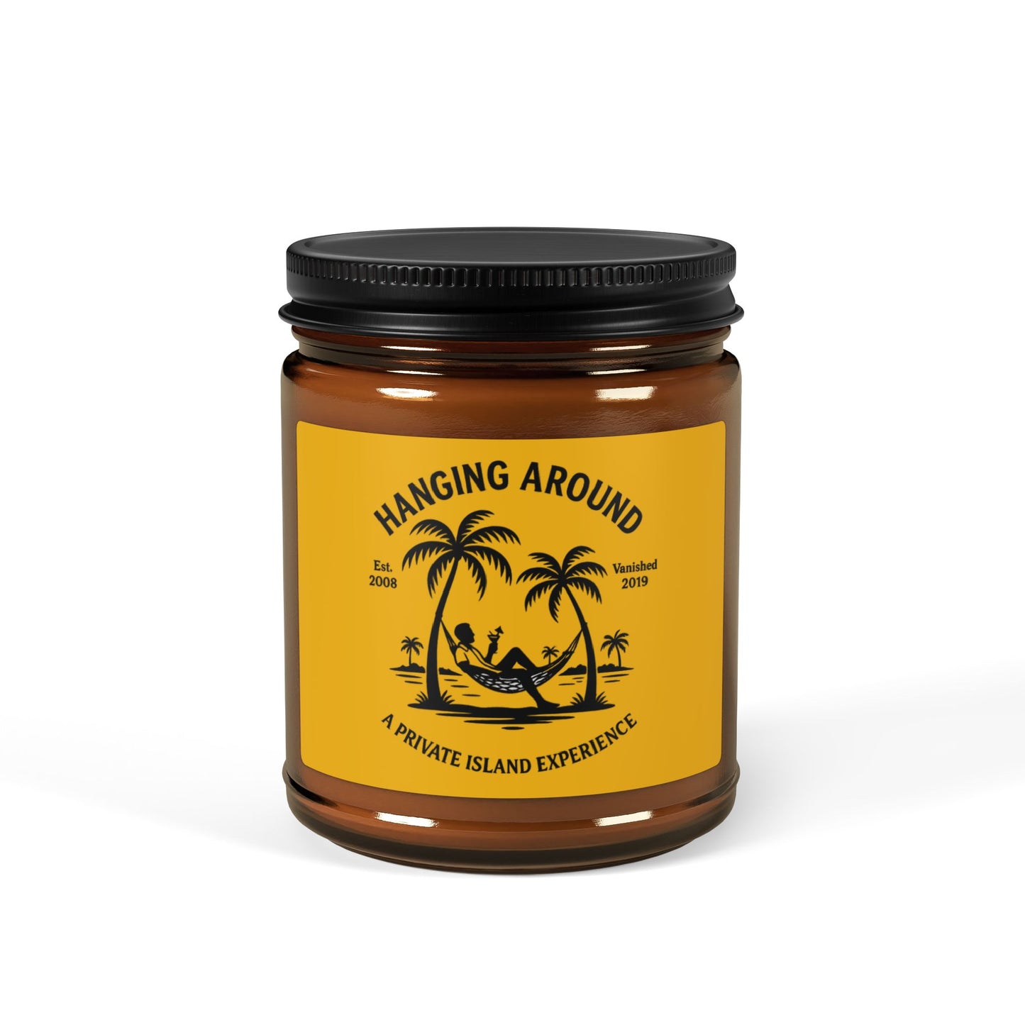 Hanging Around - Scented Soy Candle, Amber Jar, Cozy Home Decor, Gift for TV Lovers, Memorial Candle, Relaxing Scent
