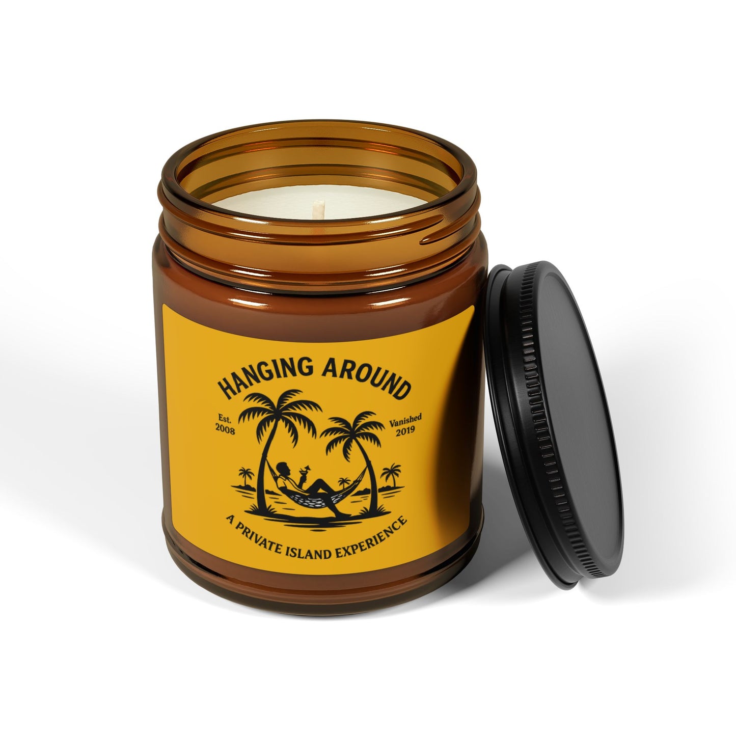 Hanging Around - Scented Soy Candle, Amber Jar, Cozy Home Decor, Gift for TV Lovers, Memorial Candle, Relaxing Scent